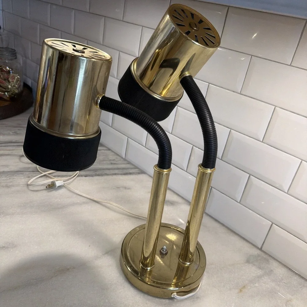 MCM‎ Hollywood Regency Brass/black Adjustable Lamp Frederick Cooper Style ES0001